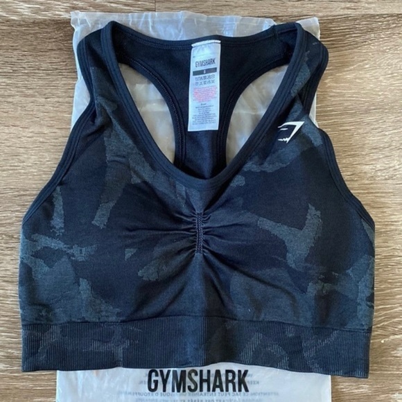 NEW Gymshark Adapt Camo Savanna Seamless Racerback Sports Bra, Black - Picture 3 of 4